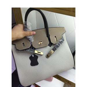 hot sell 30cm 35cm high quality light grey women handbags litchi leather fashion handbags designer handbags L-RB1-15