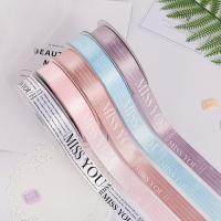 China 25mmx50y Cake Packing Satin Ribbon Printed Miss You Gift Wrap Ribbon on sale