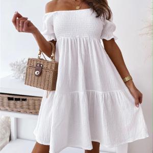 China Knitted Short Sleeve MIDI Dress Elegant Women Solid Casual Backless supplier