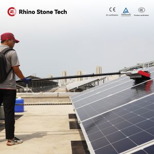 Cepillo de lavado de paneles solares autopropulsado, ligero, para limpiar paneles solares con varilla telescópica de 5,4 m y 7,5 m