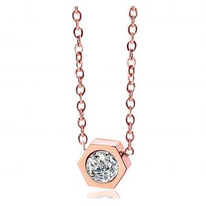 Stainless Steel Jewelry Fashion Pendant Necklace Rose Gold Diamond Necklace
