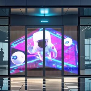 P6 超薄光 柔軟透明画面 LEDフィルム 自粘性 透明柔軟 LED画面 ガラス窓壁用