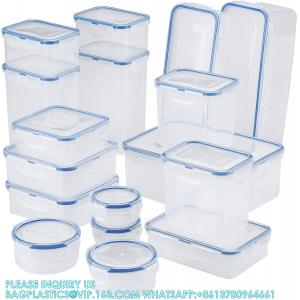 Plastic rigid Storage box Set, Food storage Containers, Airtight Bins, BPA-Free, Dishwasher Safe, 38 Piece, Clear