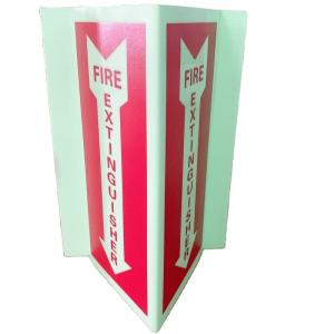 Aluminum Folded Photoluminescent Fire Signs Extinguisher Down Arrow Glow In The Dark