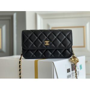 Black Mini Coco Chanel WOC Clutch Handbags Wallet On A Chain CF20