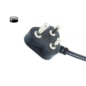 China SABS Plug Type India Power Cord , Black Appliance Power Cable 16A 250V supplier
