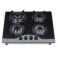 China Durable Four Burner Gas Cooker Hob Built In Installation Black Tempered Glass Material on sale