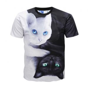 Casual 3d Animal Print T Shirts / Dye Sublimation T Shirts Round Neck
