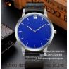 wholesale customization Pu watch Blue Round dial alloy case quartz watch fashion