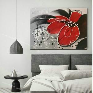 China Hand-Painted Red Flowers Painting on Canvas Thick Oil Flowers Landscape Oil Painting Wall Art for Interior Home Decor supplier