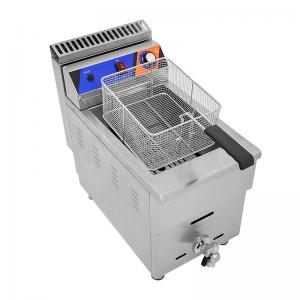 China Food Beverage Shops Stainless Steel Gas Deep Fryer with Oil Valve and Long Service Life supplier