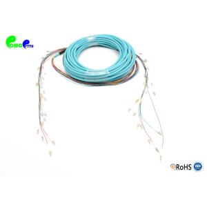 China OM3 24F pre-terminó LC - cable 50/el 125μm LSZH del remiendo de la fibra óptica del LC con la cola del fanout 0.9m m en longitud escalonada supplier