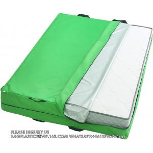 China Waterproof Mattress Bag For Moving King Size Reusable,Mattress Storage Bag With Handles Zippered Heavy Duty Green supplier