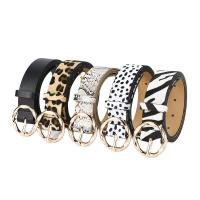 China Leopard Zebra Pu Leather Belts 106cm Animal Print Belt Women on sale
