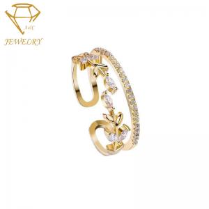 China 18k Gold Plating Silver Diamond Ring AAA Cubic Zirconia supplier