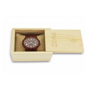 China Men Handmade Natural Pine Wooden Watch Case With Custom Metal Logo supplier