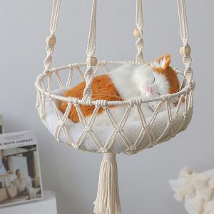 China Amazon Cross-Border Hot Selling Hand Woven Cotton Cord Cat Swing Hammock Hanging Chair Pet Cat Nest Net Red Cat Basket supplier