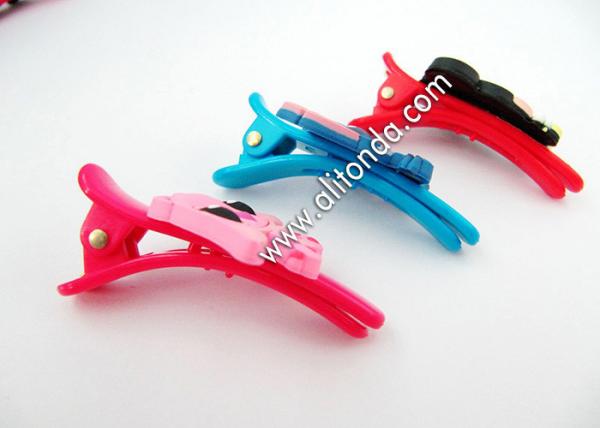 Professional cartoon Plastic Animal Teeth Bows Hair Clips with pvc cartoon shape