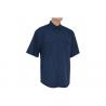 Men's 100% Cotton Twill Custom Work Shirts Short Sleeve Dark Blue Chest Pockets