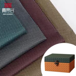 China Pvc Small Woven Grain Artificial Synthetic Leather for Background Wall Packing Box Notebook Mat Faux Leather Fabric wholesale