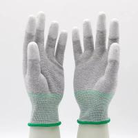 China 13 Gauge Carbon Fiber Knitted White PU Coated Work Gloves Anti ESD Gloves on sale