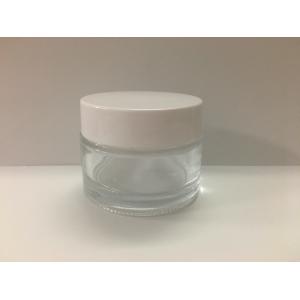 China Round Straight Screw Cap 50g Glass Cream Jars With Plastic Lid supplier