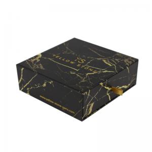 Qingdao Yilucai Top Quality Custom Cardboard Gift Drawer Box Black Marble Jewelry Box