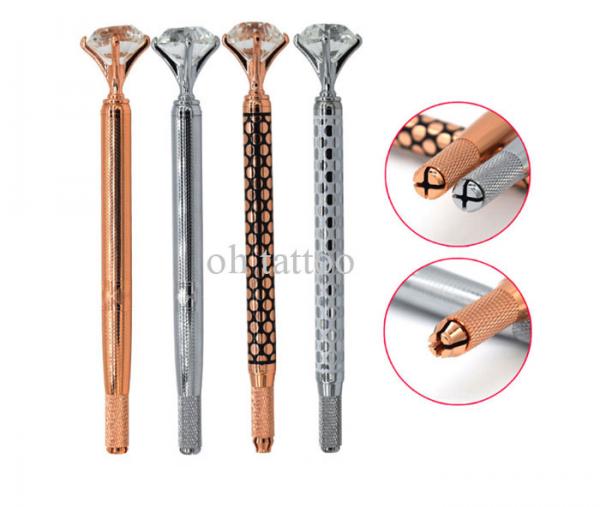 Manual Hand Piece Microblading Tattoo Pen With Diamond On Top For Hair Like