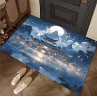 Cartoon Building Crystal Velvet  Floor Carpets For Sofa Bedroom And Living Room Door