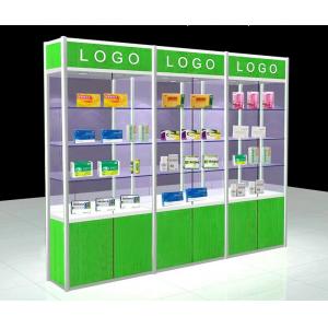 China Aluminum Alloy Pharmacy Display Shelves For Medical Store Fixture Easy Install  supplier