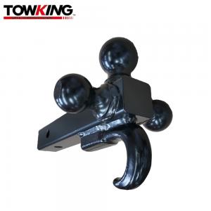 2" Tubular Shank Tri Ball Hitch With Black Balls And Recovery Hook