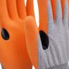 Comfortable 18 Gauge A3 Cut Resistant Gloves With Orange Sandy Nitrile Coating And Reinforced Thumb Crotch Washable