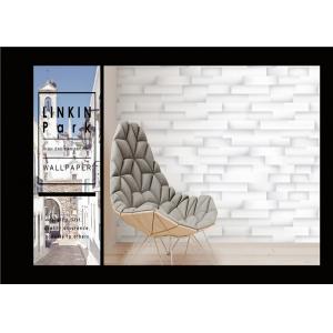 PVC White Grey Faux Brick Wallpaper Textured For Walls , Eco - Friendly