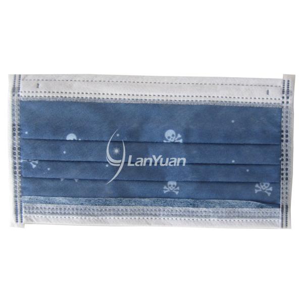 Single-piece Package Dark Blue Face Mask With Skull and Crossbones Pattern
