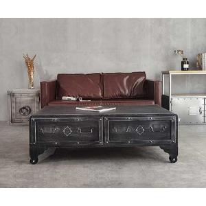 Industrial Cold Rolled Vintage Table Distressed Steel Coffee Table End Table With Drawers