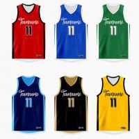 China Male Cotton Sublimated Basketball Uniform , Durable Basketball Singlets With Numbers on sale