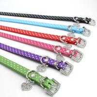 China Fashion Dog Collars And Leashes Leather PU Material Customized Color 22g - 48g Weight on sale
