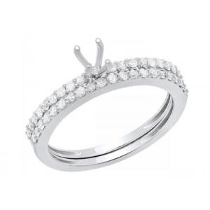0.52ct Semi Mount Engagement Rings , SI Diamonds 18k White Gold Rings For Bridal