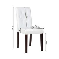 China Kitchen Leather Dining Room Chairs Tufted Backrest With Solid Wood Legs White on sale
