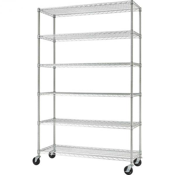 Zinc Mobile Storage Shelves For Biological Laboratory / 6 Tier Wire Rack