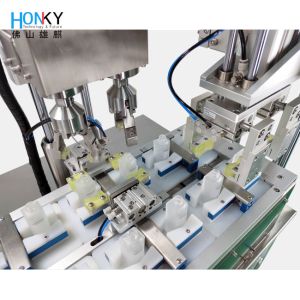 Line Type Automatic Skin Care Cream Bottle Jar Filling And Capping Machine With Servo Capping System For Cream Jar Cosmetic Packing