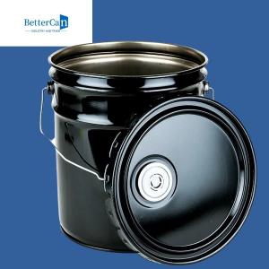 China 0.32mm-0.43mm Metal Paint Pail    20l Black Bucket With Lid supplier