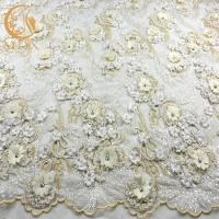 China Sparkly Rhinestones Bridal Lace Material / French Lace Wedding Dress Fabric on sale