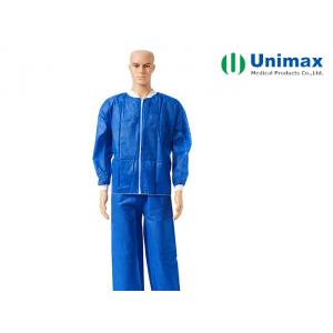 Non Woven Lab Coat With Zipper, Knitted Collar