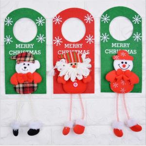 Santa Snowman Door Ring Hanging Christmas felt hanging decorative Christmas door knob hanger