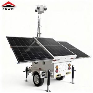 Mobile Security Camera Trailer Mobile CCTV Trailer For Building Works Security
