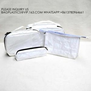 New Fashion Style Untearable Tyvek Zipper Cosmetic Bag New style quality black color tyvek zipper pouch packaging