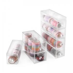 Diamond Handle Acrylic Makeup Organizer, Acrylic Makeup Drawer Box, Flip Cover Acrylic Cosmetic Storage Boxes