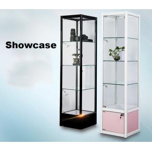 China Home Square Glass Showcase Tower Display Square Glass Display Cases For Collectibles supplier