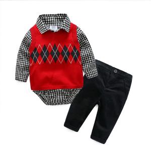 Breathable Cute Newborn Baby Clothes Kids Sweater Clothing 3pcs Birthday Dress